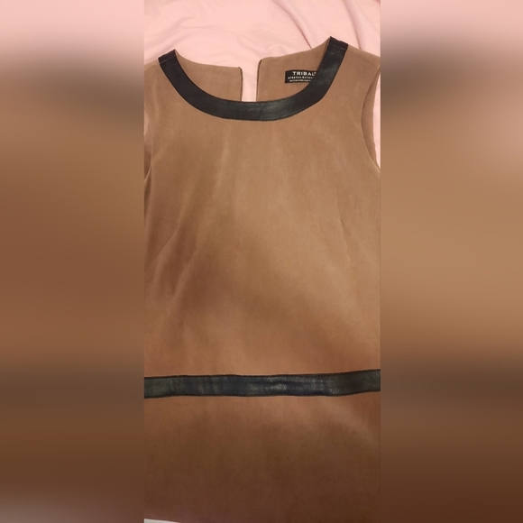 Tan and Black Sleeveless Dress - Picture 3 of 5